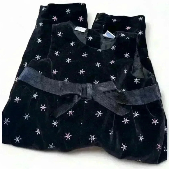 Parisian BeBe Girls Black Velour Snowflakes Jumpsuit 18 Months - Picture 2 of 5